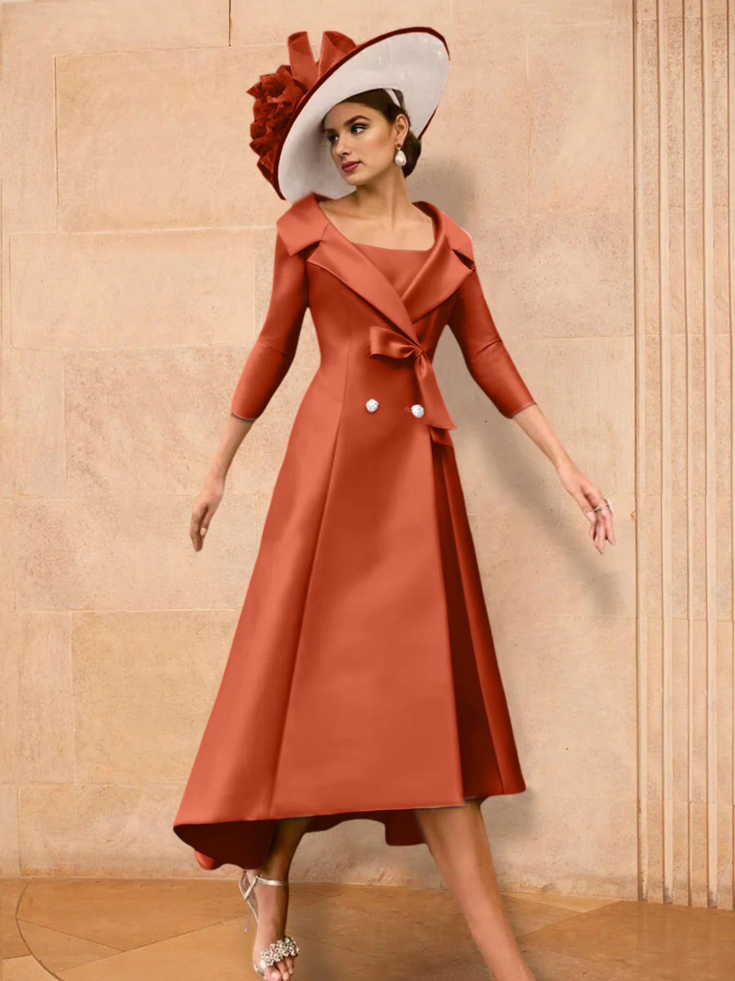 2 Pieces A-Line/Princess Long Sleeves Mother of the Bride Dresses with Bowknot