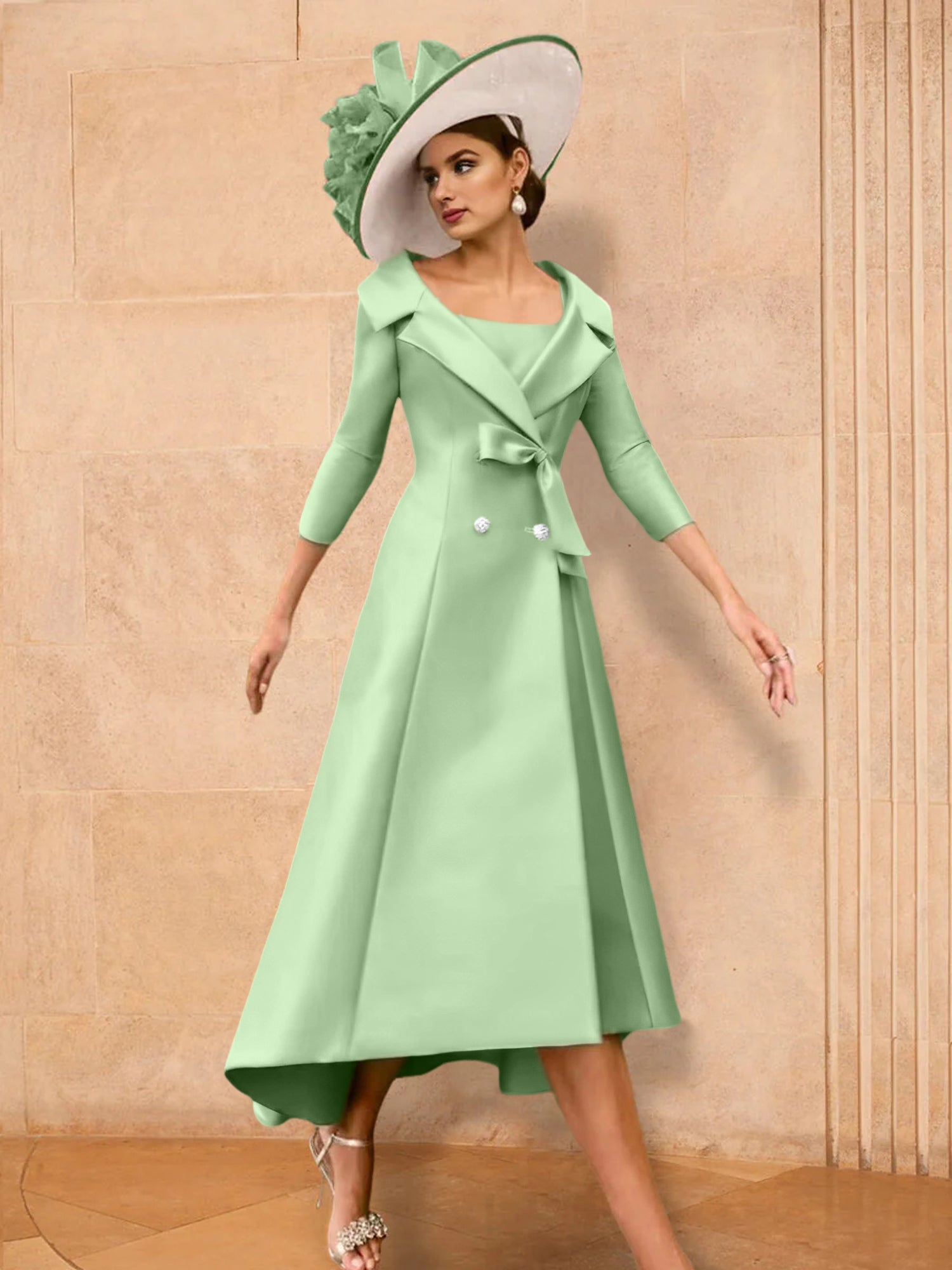 2 Pieces A-Line/Princess Long Sleeves Mother of the Bride Dresses with Bowknot
