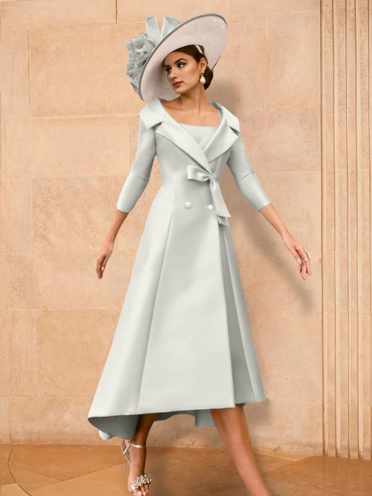 2 Pieces A-Line/Princess Long Sleeves Mother of the Bride Dresses with Bowknot