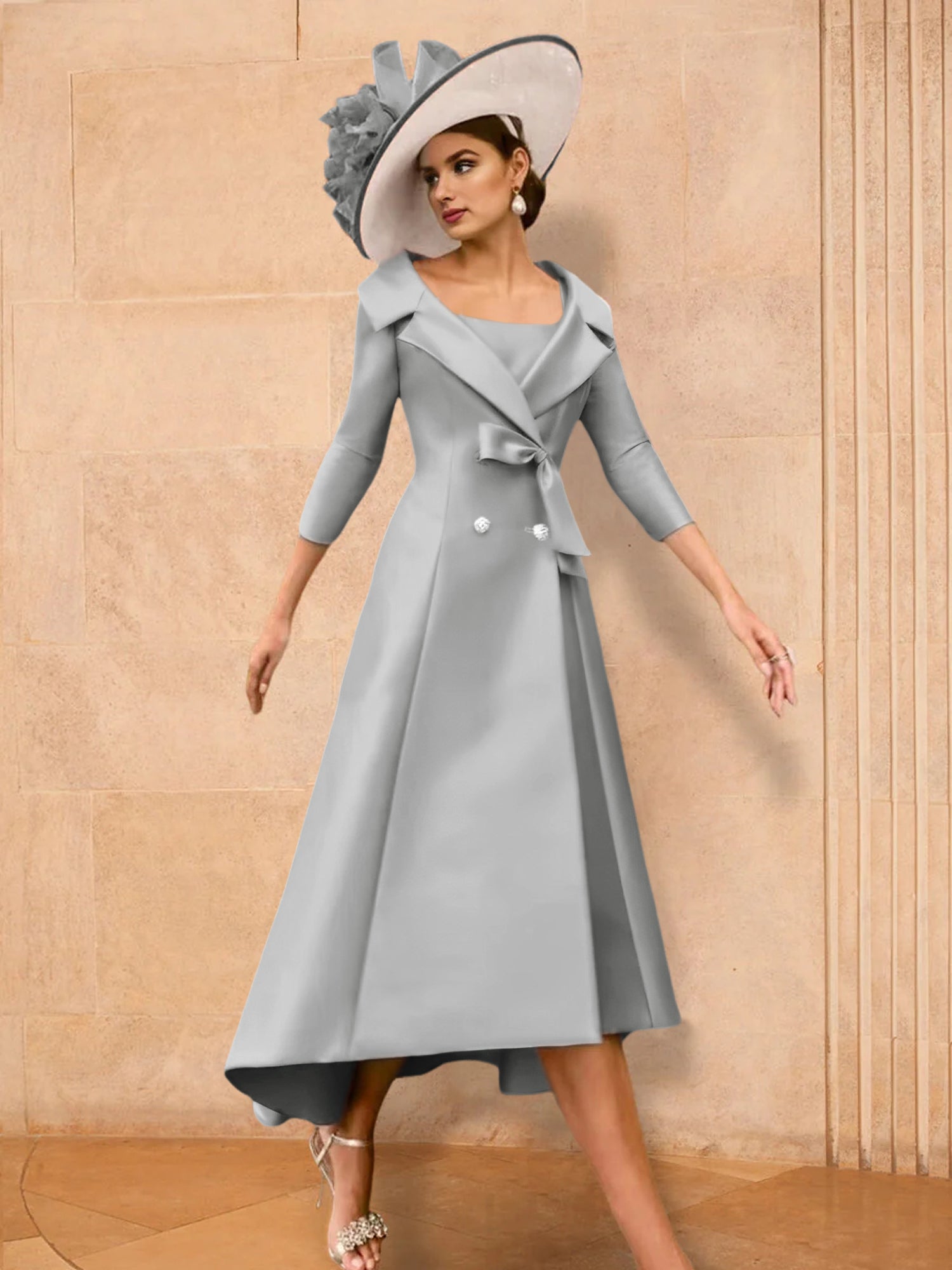 2 Pieces A-Line/Princess Long Sleeves Mother of the Bride Dresses with Bowknot
