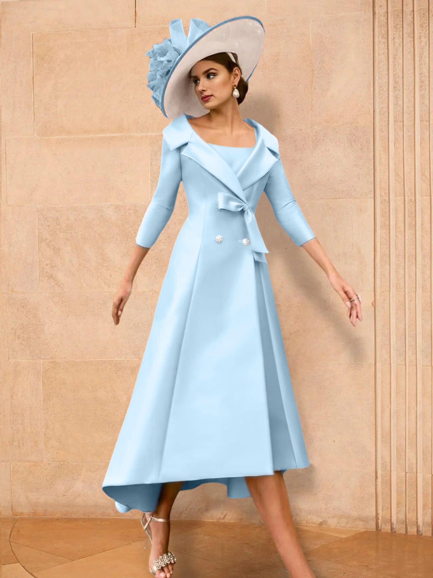 2 Pieces A-Line/Princess Long Sleeves Mother of the Bride Dresses with Bowknot