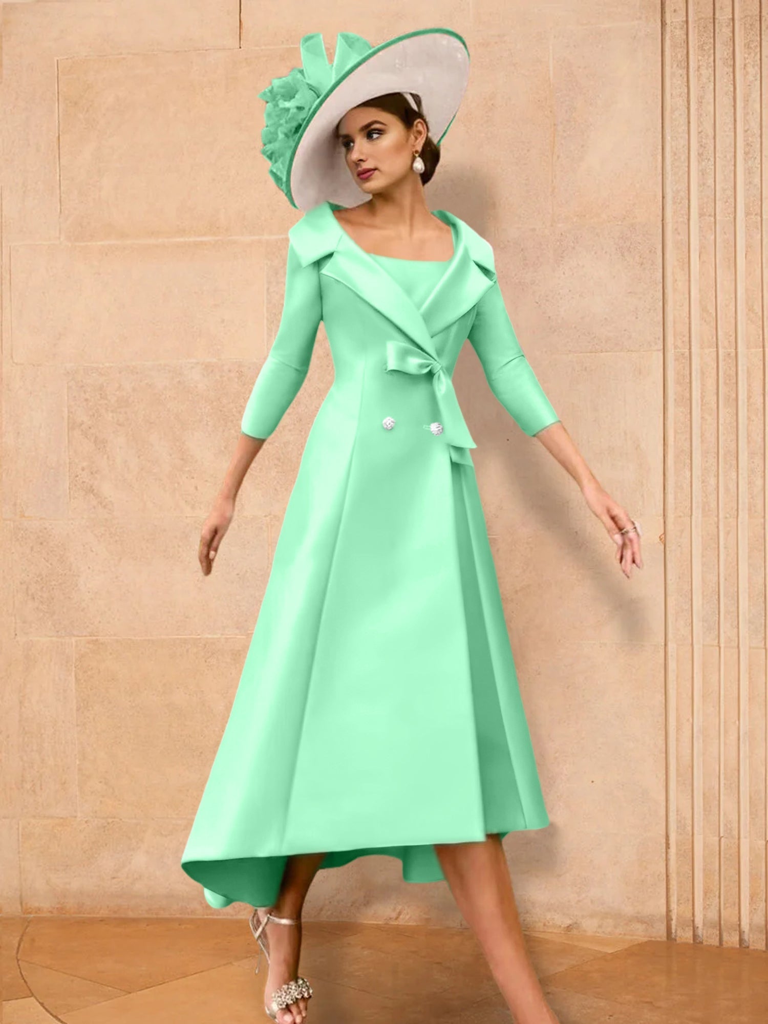 2 Pieces A-Line/Princess Long Sleeves Mother of the Bride Dresses with Bowknot