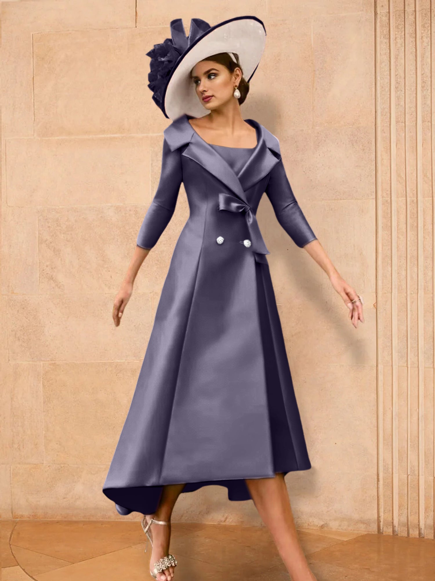 2 Pieces A-Line/Princess Long Sleeves Mother of the Bride Dresses with Bowknot