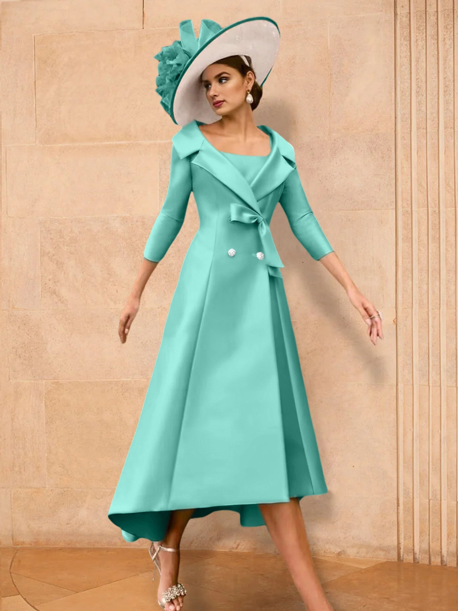 2 Pieces A-Line/Princess Long Sleeves Mother of the Bride Dresses with Bowknot