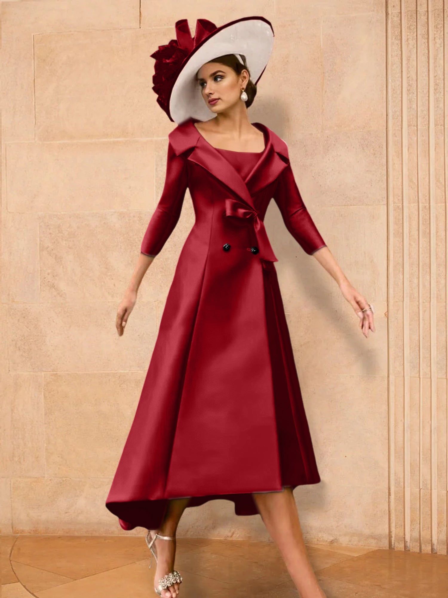 2 Pieces A-Line/Princess Long Sleeves Mother of the Bride Dresses with Bowknot