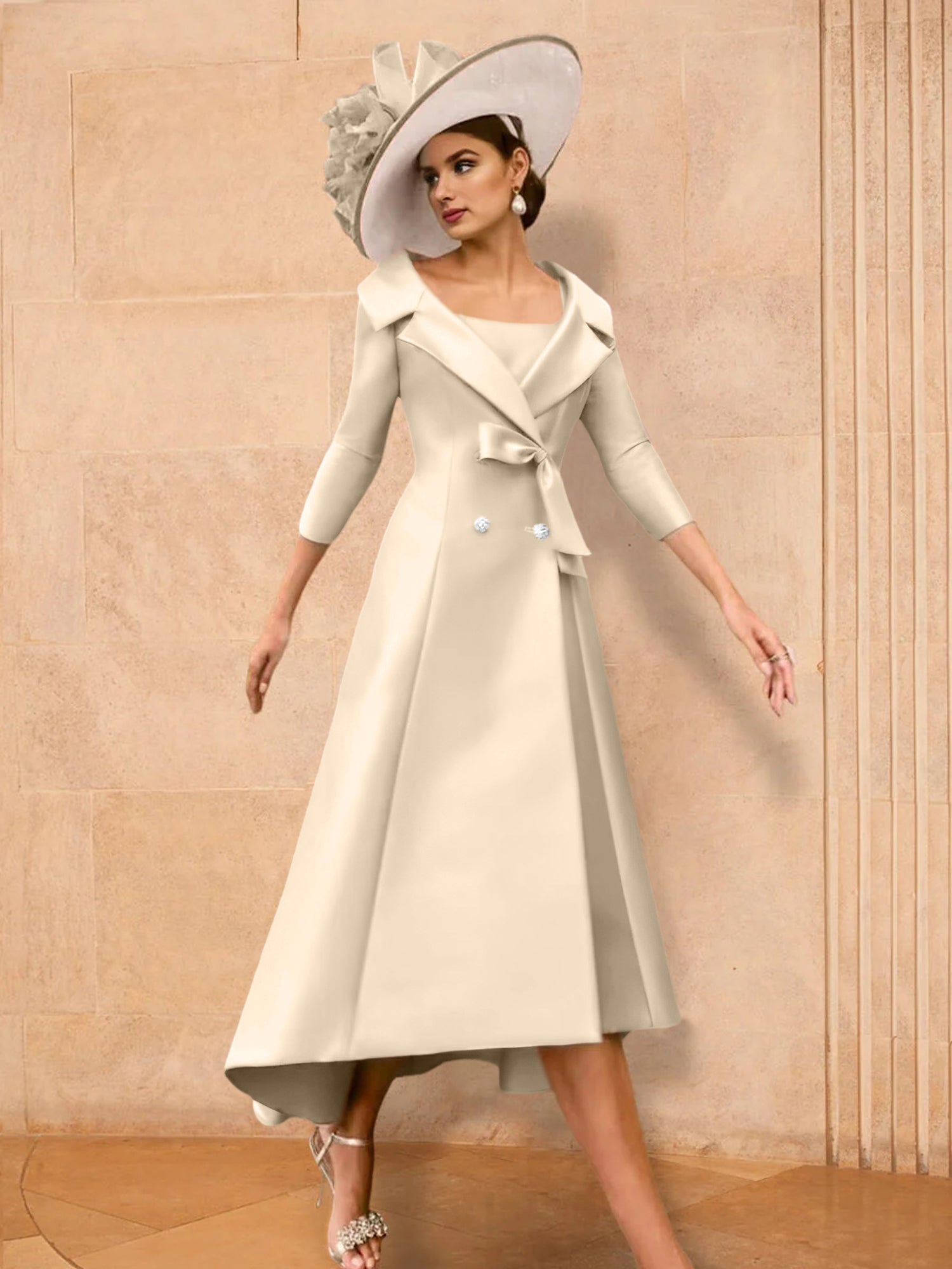 2 Pieces A-Line/Princess Long Sleeves Mother of the Bride Dresses with Bowknot