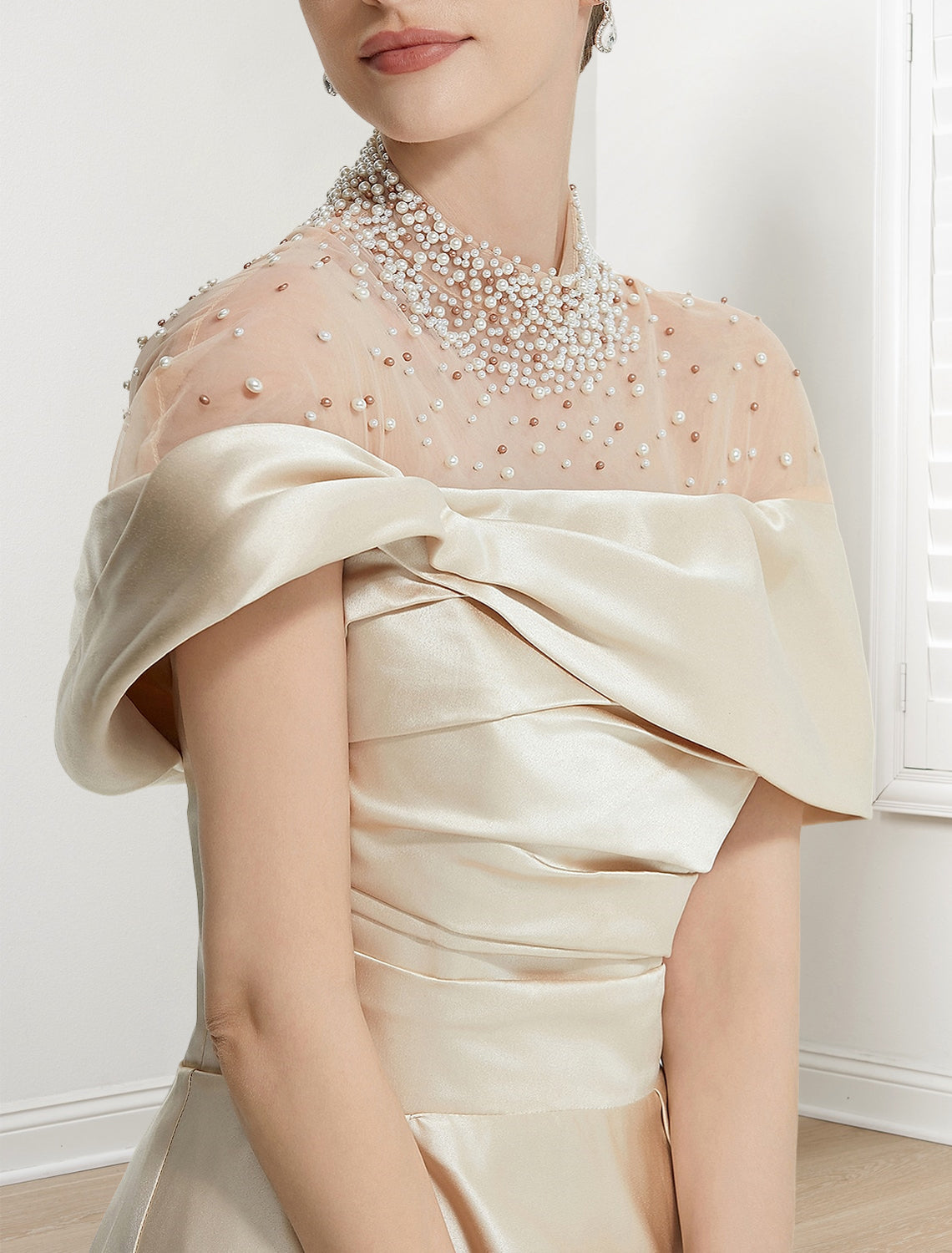 A-Line/Princess  High Neck Floor-length Prom Dresses Evening Dresses