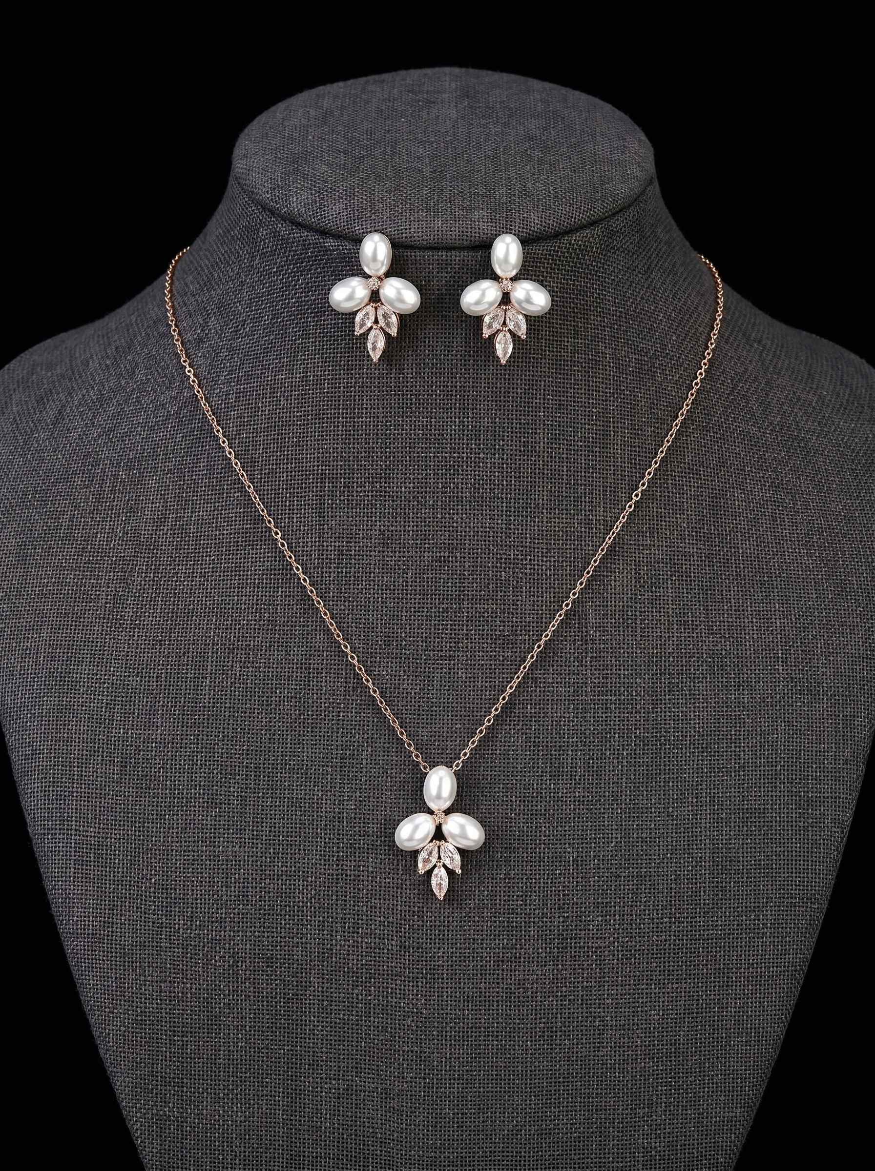 1 set Bridal Jewelry Two-piece Suit Rhinestone Imitation Diamond Necklace Earrings Women's Jewelry Set  For Wedding Gift