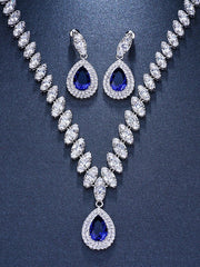 1 set Cubic Zirconia Copper Imitation Diamond Bridal Jewelry Earrings Necklace For Women's Fall Wedding Pendant Necklace Set