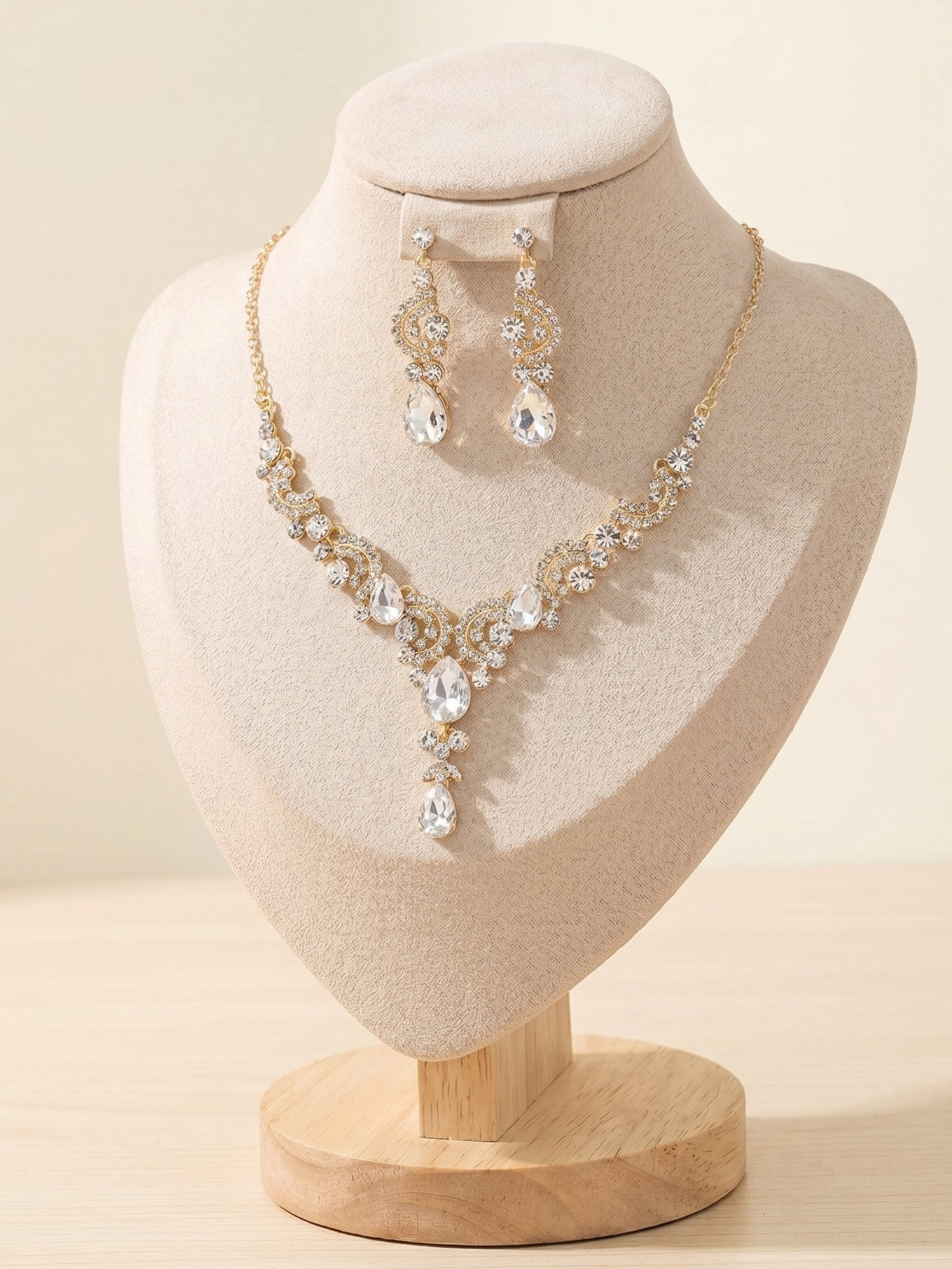 1 Set Bridal Jewelry Two-piece Elegant Zirconia Wedding Jewelry For Bride Earrings & Necklace