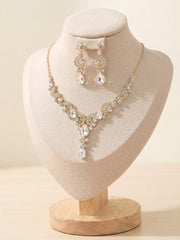 1 Set Bridal Jewelry Two-piece Elegant Zirconia Wedding Jewelry For Bride Earrings & Necklace