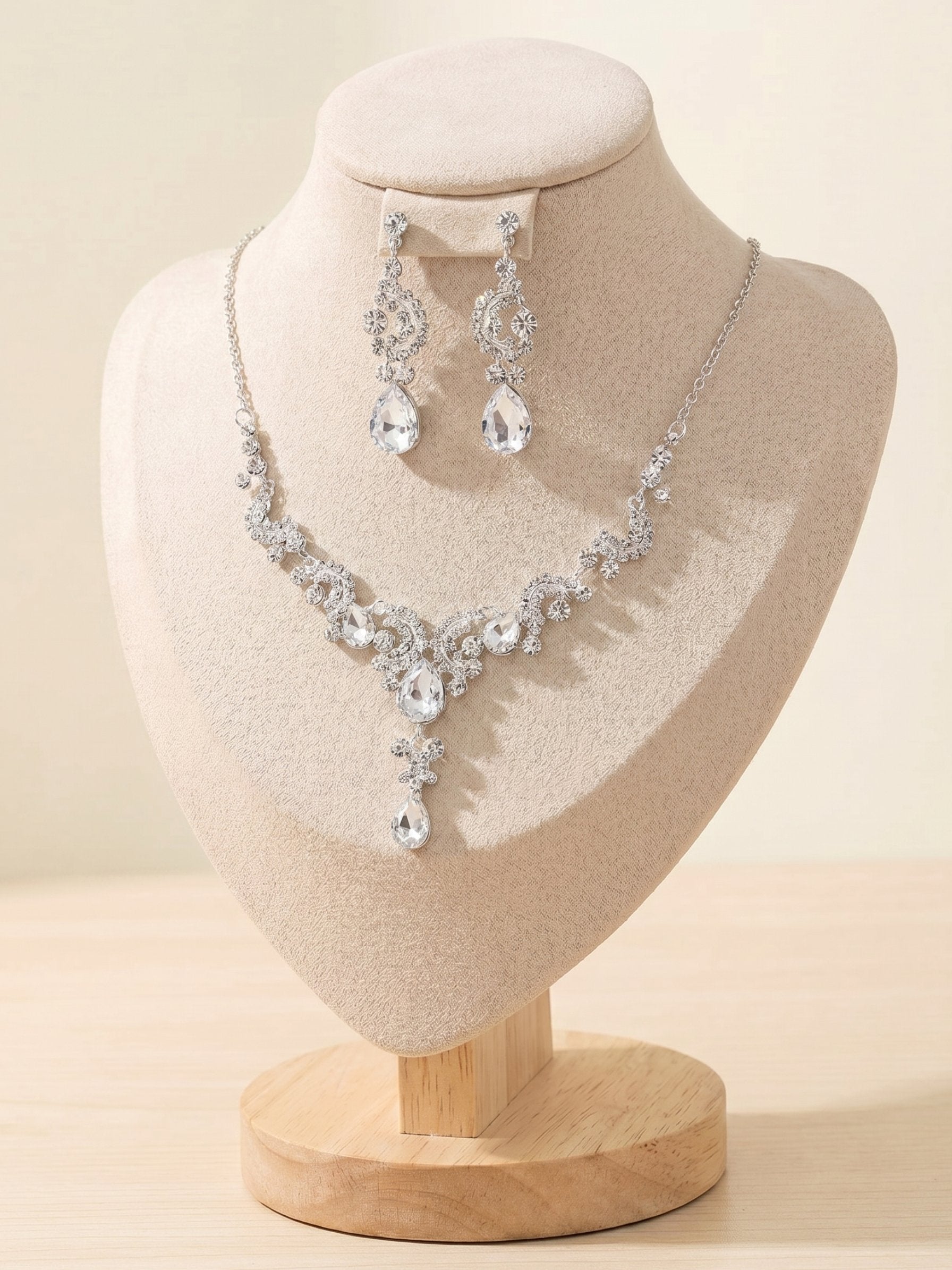 1 Set Bridal Jewelry Two-piece Elegant Zirconia Wedding Jewelry For Bride Earrings & Necklace