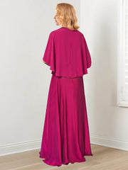 A-Line/Princess  Hand-Beaded Jewel Neckline Floor-Length Mother of the Bride Dresses
