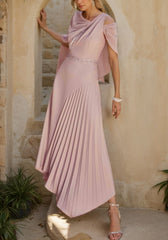 A-Line/Princess Chiffon Ankle-Length Mother of the Bride Dresses One Shoulder Sheer Cape