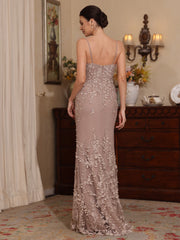 2 Pieces Sheath/Column Scoop Lace Mother of the Bride Dresses with Wrap Beading Half Sleeves Floor-Length