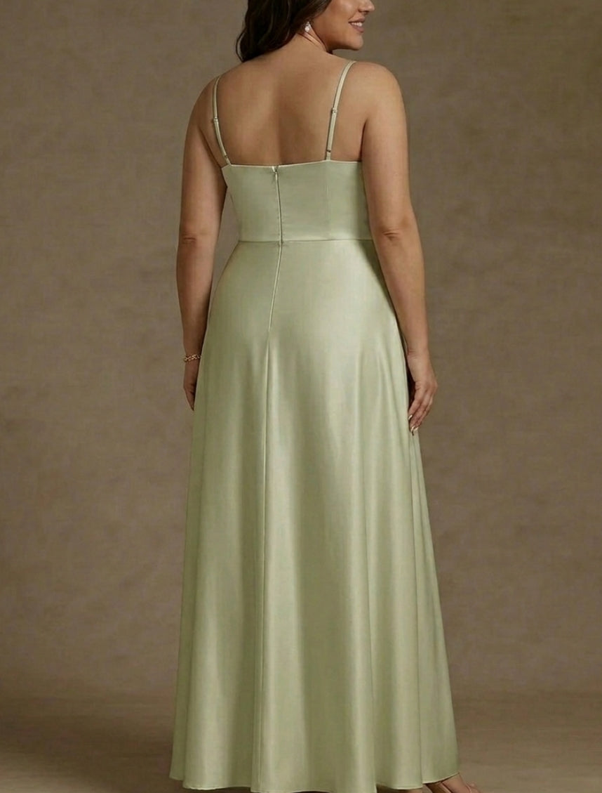 2 Pieces A-Line/Princess Silk Satin Scoop Plus Size Mother ofthe Bride Dresses Lace Floor Length Short Sleeves