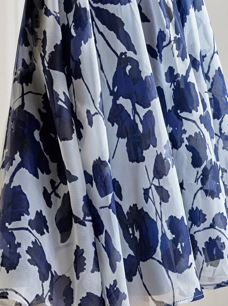 2 Pieces A-Line/Princess Scoop Chiffon Mother of the Bride Dresses with Jacket Floral Long Sleeves Tea-Length