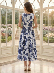 2 Pieces A-Line/Princess Scoop Chiffon Mother of the Bride Dresses with Jacket Stretch Satin Floral 3/4 Sleeves Tea-Length 3D Flower