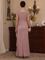 A-Line/Princess Asymmetrical Neck Mother of the Bride Dresses Sleeveless Metallic Mesh Ankle-Length Ruffles
