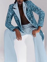 2 Pieces Evening Party Suit Jacket with Pockets & Pants