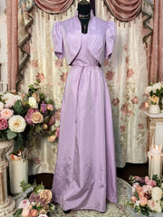 A-Line/Princess 2 Pieces Spaghetti Straps Taffeta Prom Dresses Vintage 80s Iridescent Dress Short Sleeves Ankle-Length With Jacket