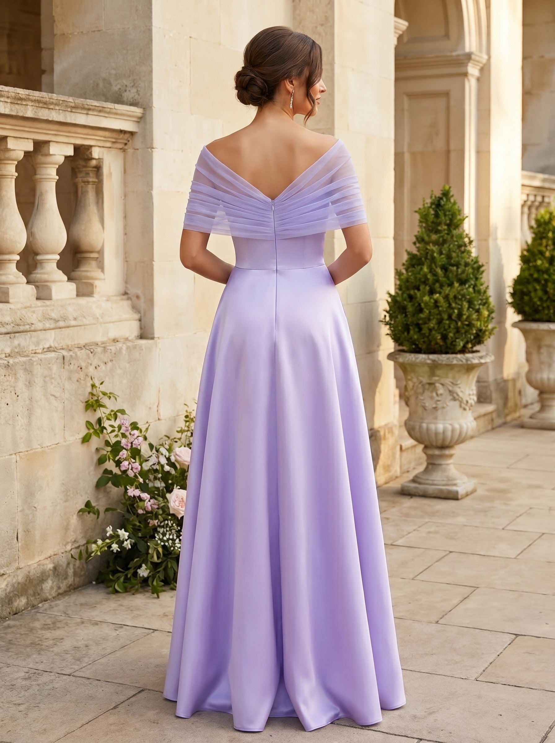 A-Line/Princess Asymmetrical Bridesmaid Dresses With Sweep Train Silk Satin Sleeveless Floor-Length