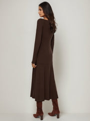 A-Line/Princess Bateau Neck Long Sleeves Wedding Guest Dresses Tea-Length