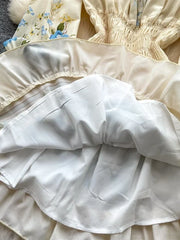 A-Line/Princess  Floral Off-the-Shoulder Wedding Guest Dresses Knee-Length Long Sleeves