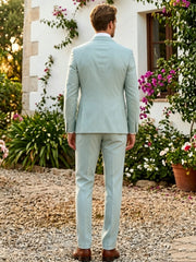 2-Piece Men's Suit, Light Green with 2 Buttons