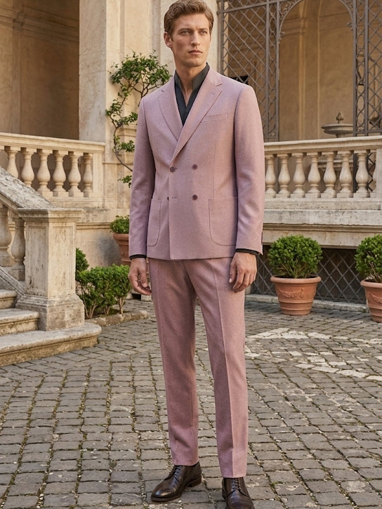 2-Piece Men's Double-Breasted Purple Suit