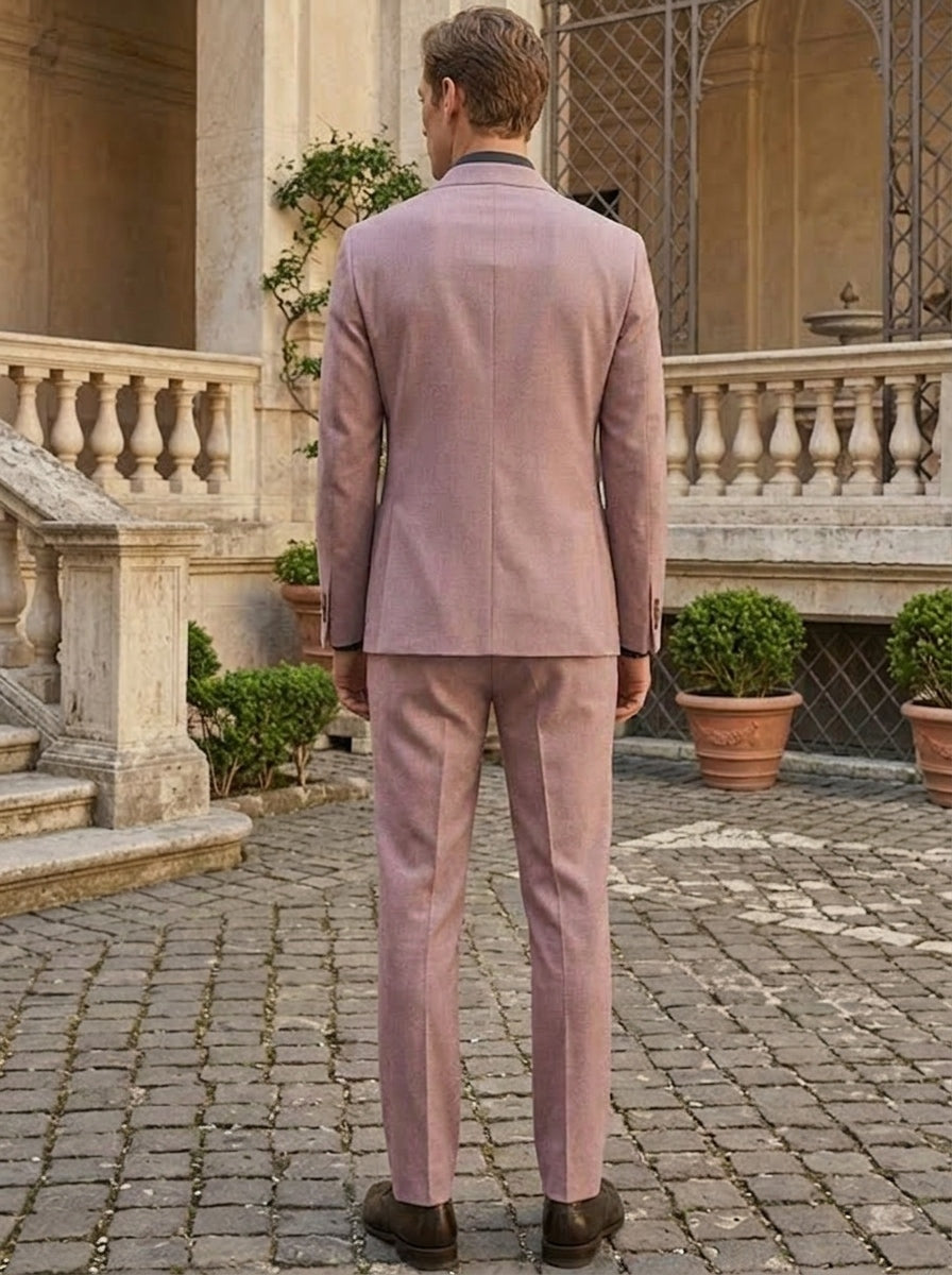 2-Piece Men's Double-Breasted Purple Suit