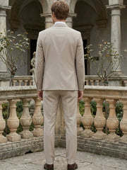 2-Piece Men's Suit, Beige with Two buttons