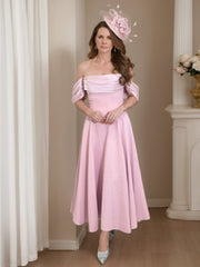A-Line/Princess 1/2 Sleeves Ankle-Length Off-the-Shoulder Mother of the Bride Dresses