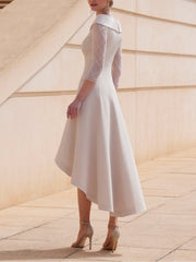 A-Line/Princess 3/4 Sleeves Knee-Length Asymmetrical Mother of the Bride Dresses with Beadings