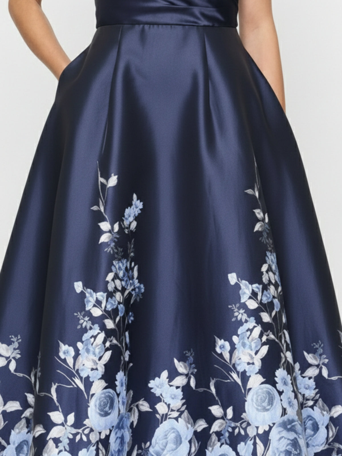 A-Line/Princess Ankle-Length Off-the-Shoulder Printed Satin Mother of the Bride Dresses Sleeveless