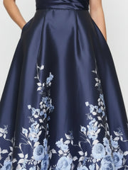 A-Line/Princess Ankle-Length Off-the-Shoulder Printed Satin Mother of the Bride Dresses Sleeveless