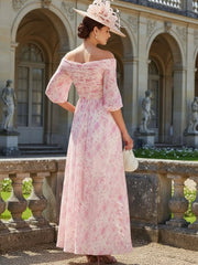 A Line/Princess Off-the-Shoulder Printed Chiffon Mother of the Bride Dresses Floral Floor-Length Sleeveless