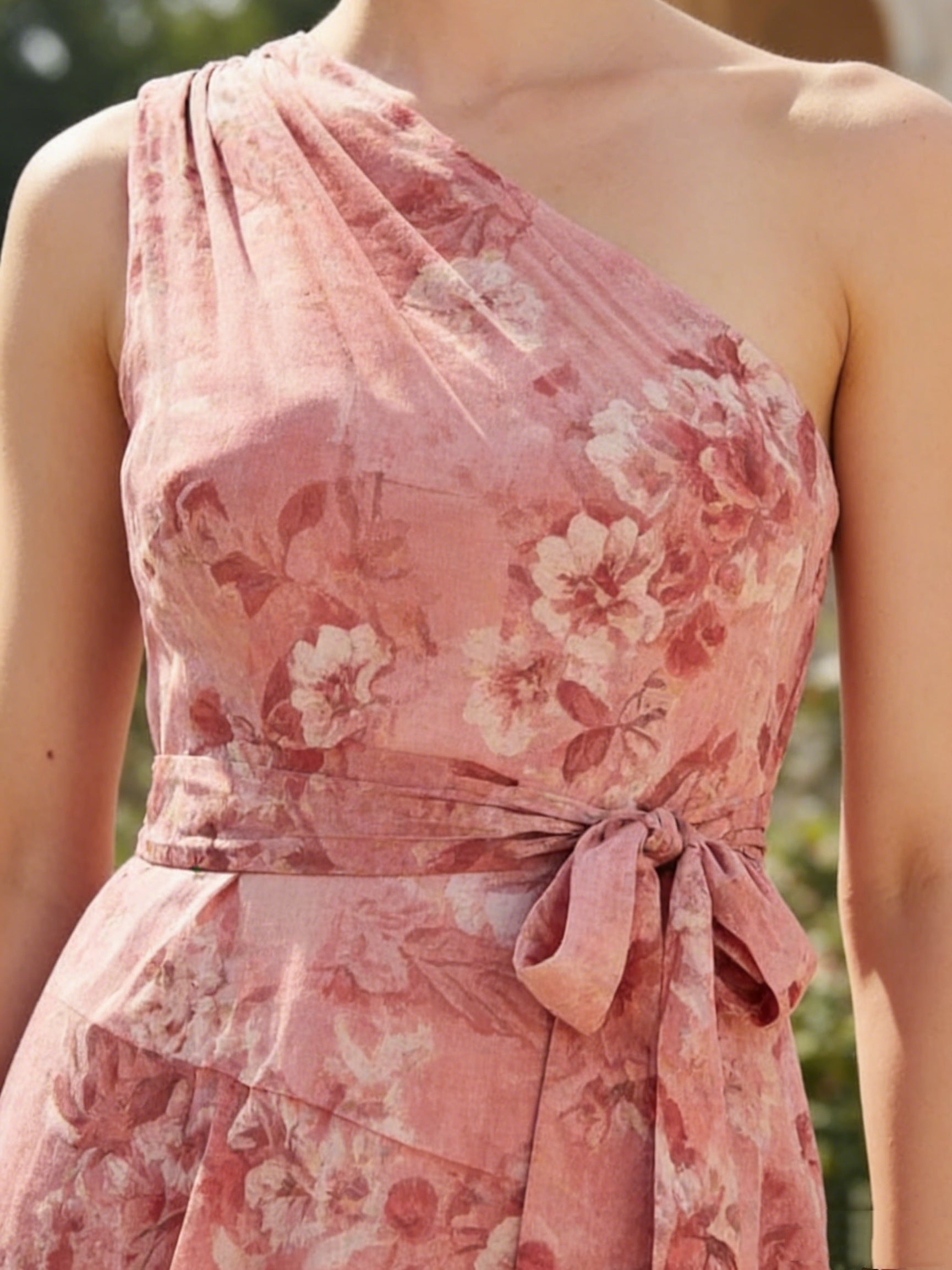 A Line/Princess One-Shoulder Printed Chiffon Mother of the Bride Dresses Floral Floor-Length Sleeveless