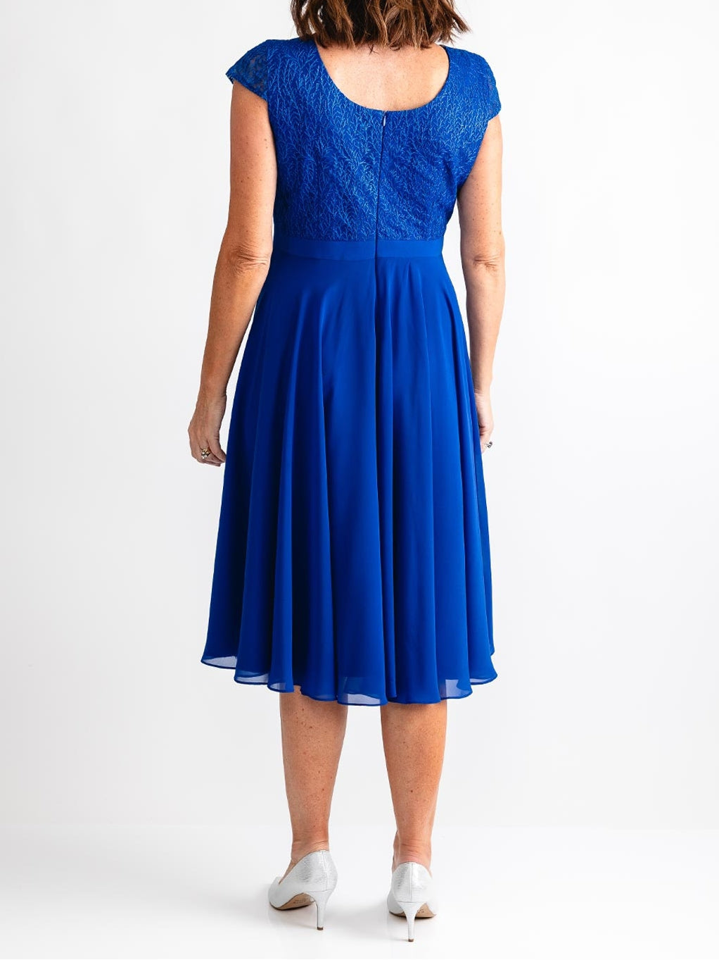 A-Line/Princess 2 Pieces V-Neck Chiffon Mother of the Bride Dresses Tea-Length 3/4 Sleeves Pleated 3D Flower With Jacket